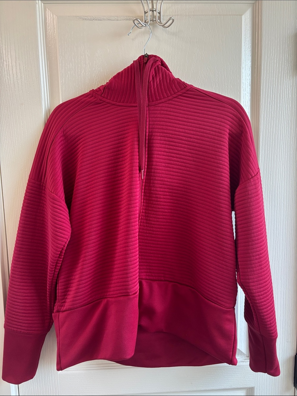 Nike Dri-FIT Ribbed Full Zip Hoodie Jacket Red Women’s Size Small
